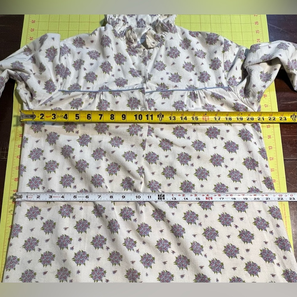 VINTAGE floral flannel brushed cotton floral nightgown‎ ruffle maxi long sleeve - Picture 12 of 16